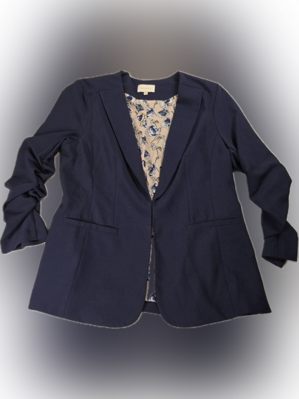Skies Are Blue Navy Floral-Lined Tailored Blazer